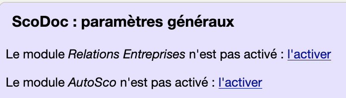 Activation du module AutoSco