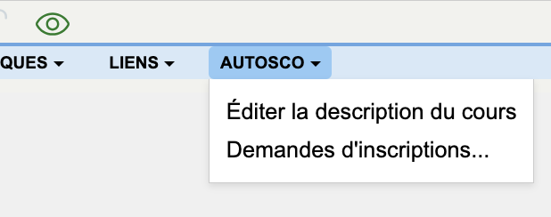 Menu AutoSco dans le semestre