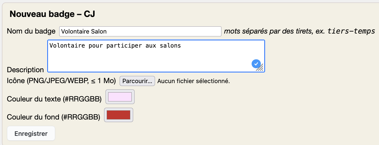 page création badge